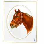 Bluegrass Series Plaque The Bluegrass Plaque is the only piece in the famous Bluegrass series which can be personalized with a headshot of your own horse painted on it. Please call Customer Service for photography details.

Delivery times on all Bluegrass items vary from 3-12 months.  
